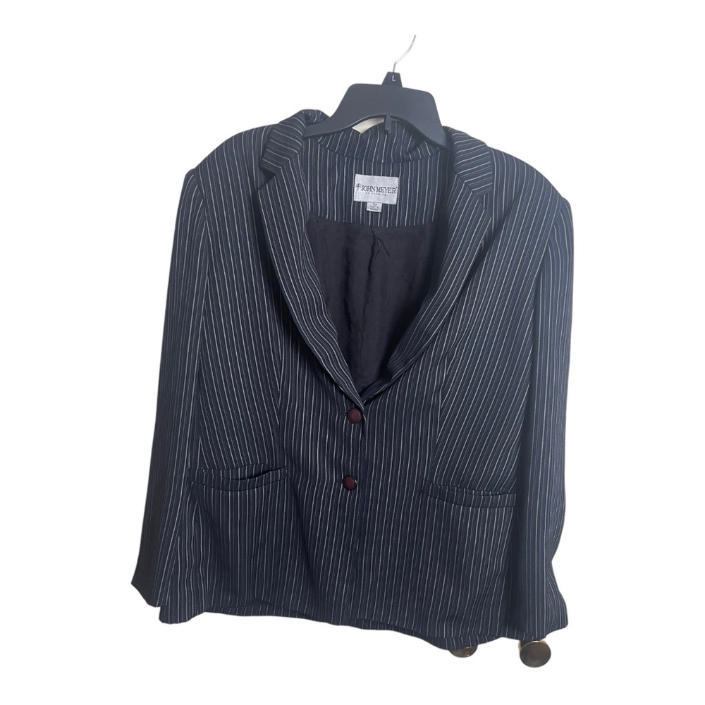 John Meyer Of Norwich Striped 2 Button Blazer Jacket Plus Size 18W